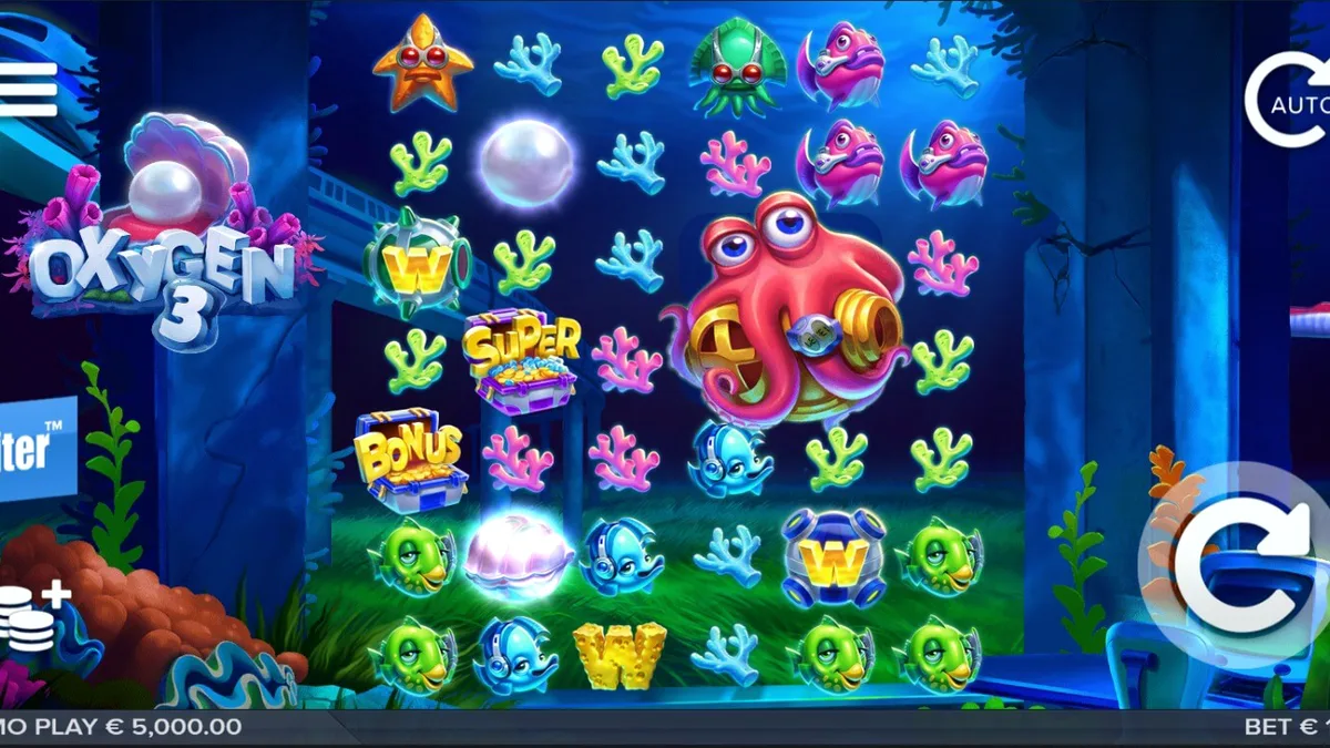 Pemandangan bawah laut yang memukau dengan reruntuhan futuristik di slot Oxygen 3